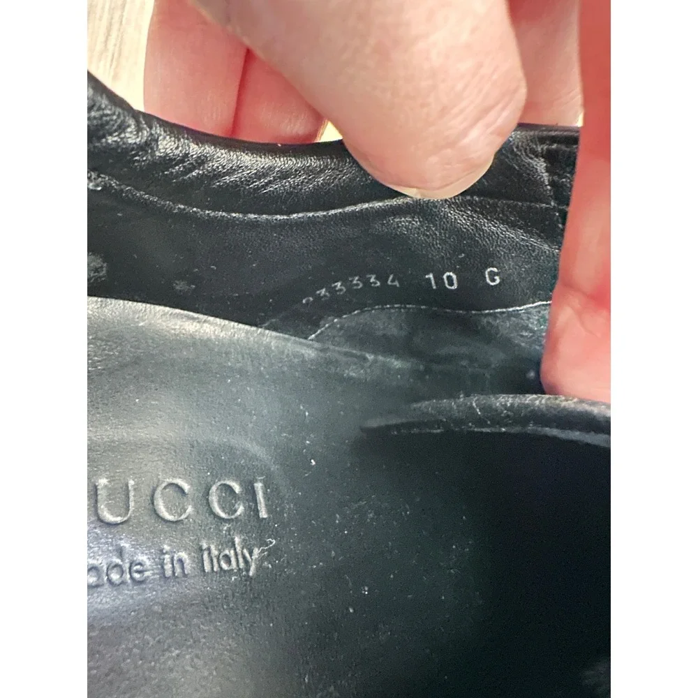 Gucci Mens Black Guccissima Leather Web Stripe Low Top Sneakers size 10